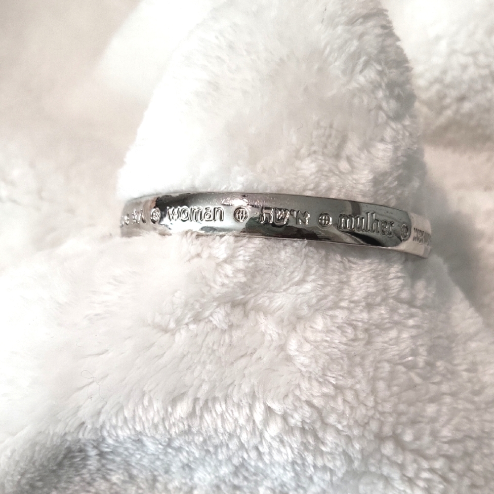 Silvertone Engraved Women's Bangle